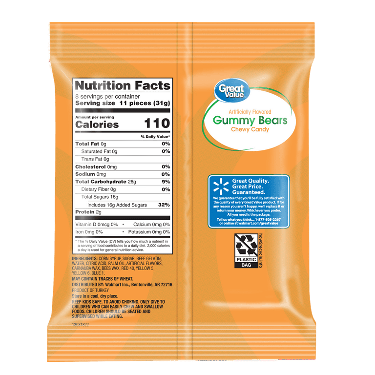Great Value Gummy Bears Chewy Candy, 9 oz