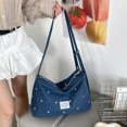 thumbnail image 2 of Women Large Capacity Shoulder Bag With Zipper Closure Polka Dot Crossbody Purse Adjustable Strap Shoulder Messenger Bag For Travel Shopping Work Daily Use (Blue), 2 of 13