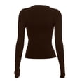 thumbnail image 5 of Siilsaa Womens Long Sleeve Shirts Basic Spring Crop Tops Fall Fashion Layering Slim Fitted Y2k Tops Brown,L, 5 of 5