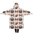 thumbnail image 2 of Oversized Wearable Blanket Hoodie,Football Helmets with Bows Pattern Sherpa Blanket Hoodie with Super Pockets,Super Warm Fuzzy Pullover for Women & Men, 2 of 6