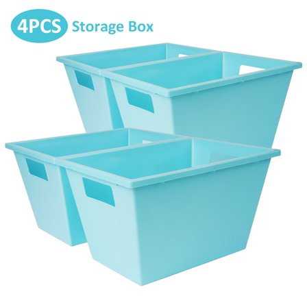Koomade Set of (4) Storage Boxes Medium Plastic Storage Bin, 12 in x 8.5 in x 7 in