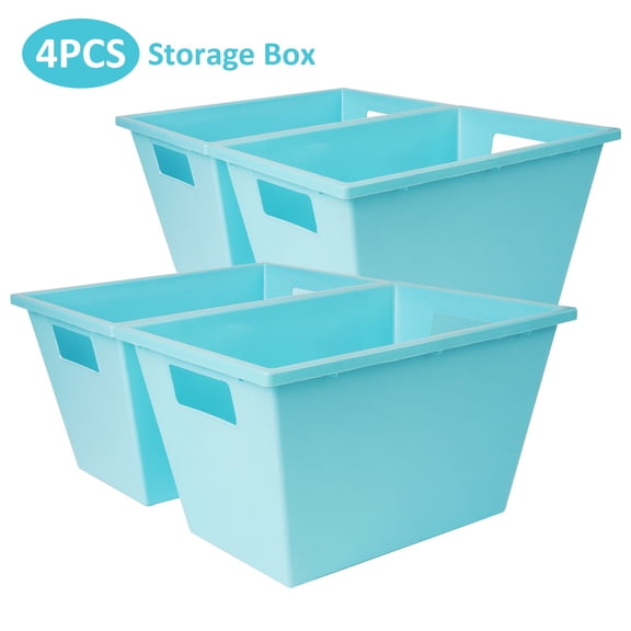 Koomade Set of (4) Storage Boxes Medium Plastic Storage Bin, 12 in x 8.5 in x 7 in