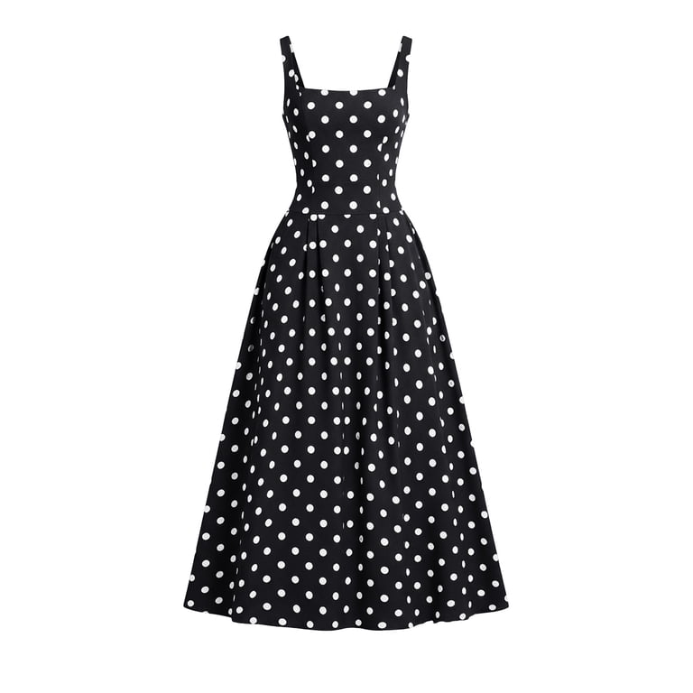 black and white easter dress Karymi Polka Dot Maxi Dress, Square Neck Sleeveless spaghetti Strap A-Line Flowy Dress, Elegant Vintage Cocktail Party Dress Spring Santimon Men's Slip-On Loafers