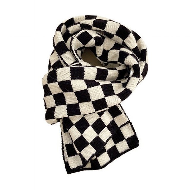 Bufanda para mujer 1 pieza de bufanda para mujer decoración cálida chal a cuadros blanco y negro