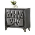 thumbnail image 5 of Velvet Nightstand – 28" Tall (26.4"W) – Gray Upholstered w/ Chrome Legs – Crystal Knobs + Glass Top – Hollywood Glam Bedroom Statement, 5 of 7