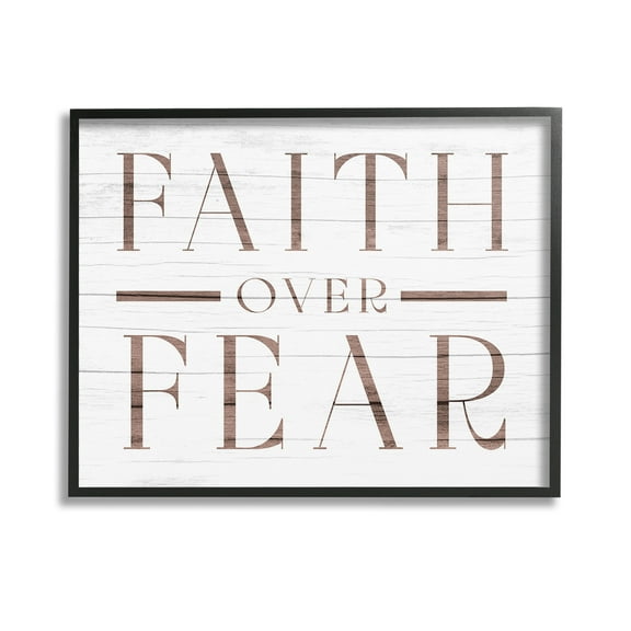 Stupell Industries Rustic Faith Over Fear Religious Painting Black Framed Art Print Wall Art, 14 x 11