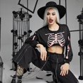 thumbnail image 2 of Women Loose Casual Sweatshirt Print Pullovers Detachable Bottoms Two Pieces Set Black L, 2 of 4