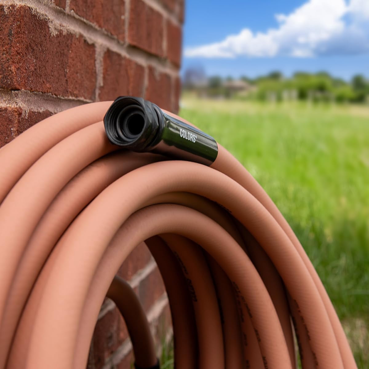 Colors Lead-In Garden Hose 5/8in. x 10ft., Lightweight All-Weather Water Hose,  and Flexible, Leak- Connections, Red Clay