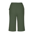 thumbnail image 5 of Bermuda Shorts for Women Length Drawstring Elastic Waist Linen Shorts Casual Summer Pedal Pushers with Pockets Army Green M, 5 of 7