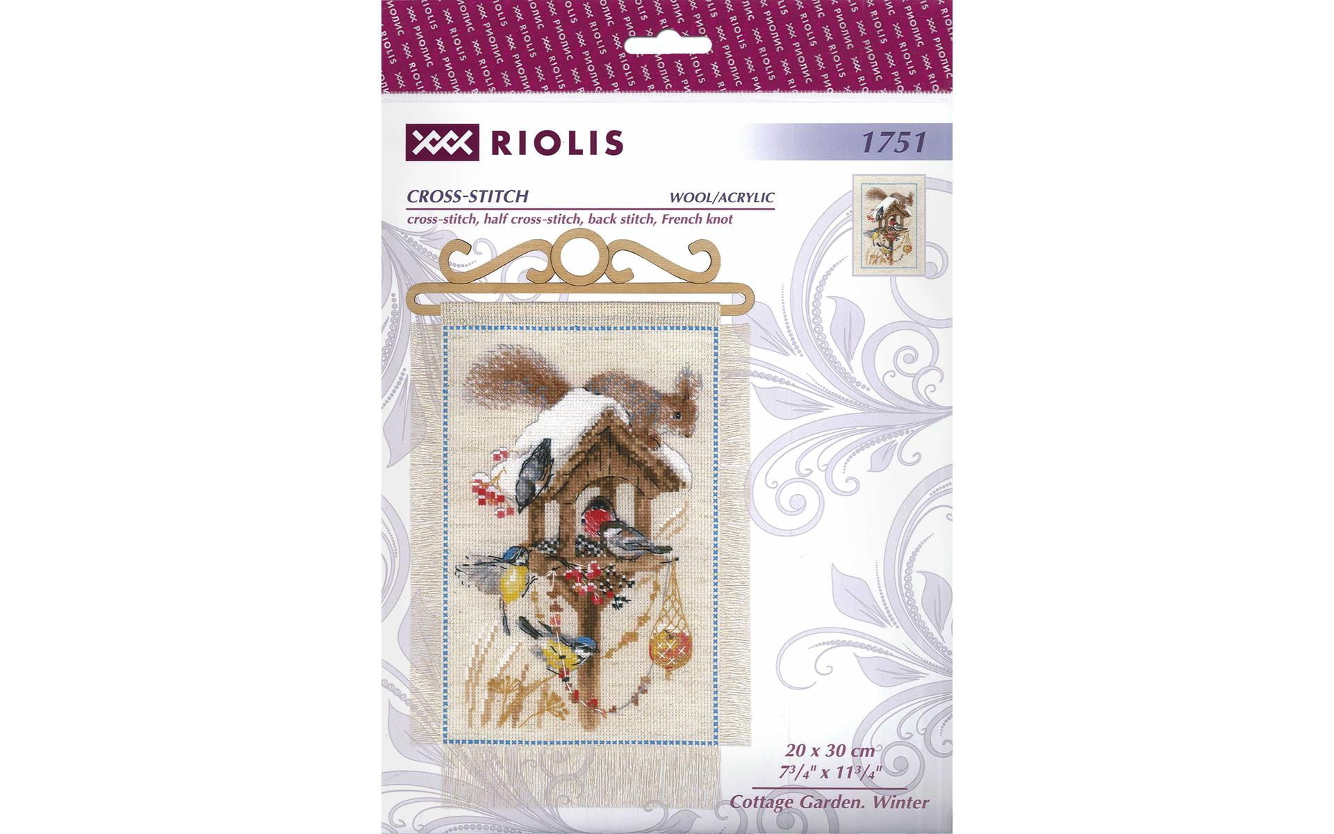 Zweigart and Anchor materials. 50 x 30 cm New Riolis Counted Cross Stitch Kit with screen printed Aida Beautiful Floral Scene