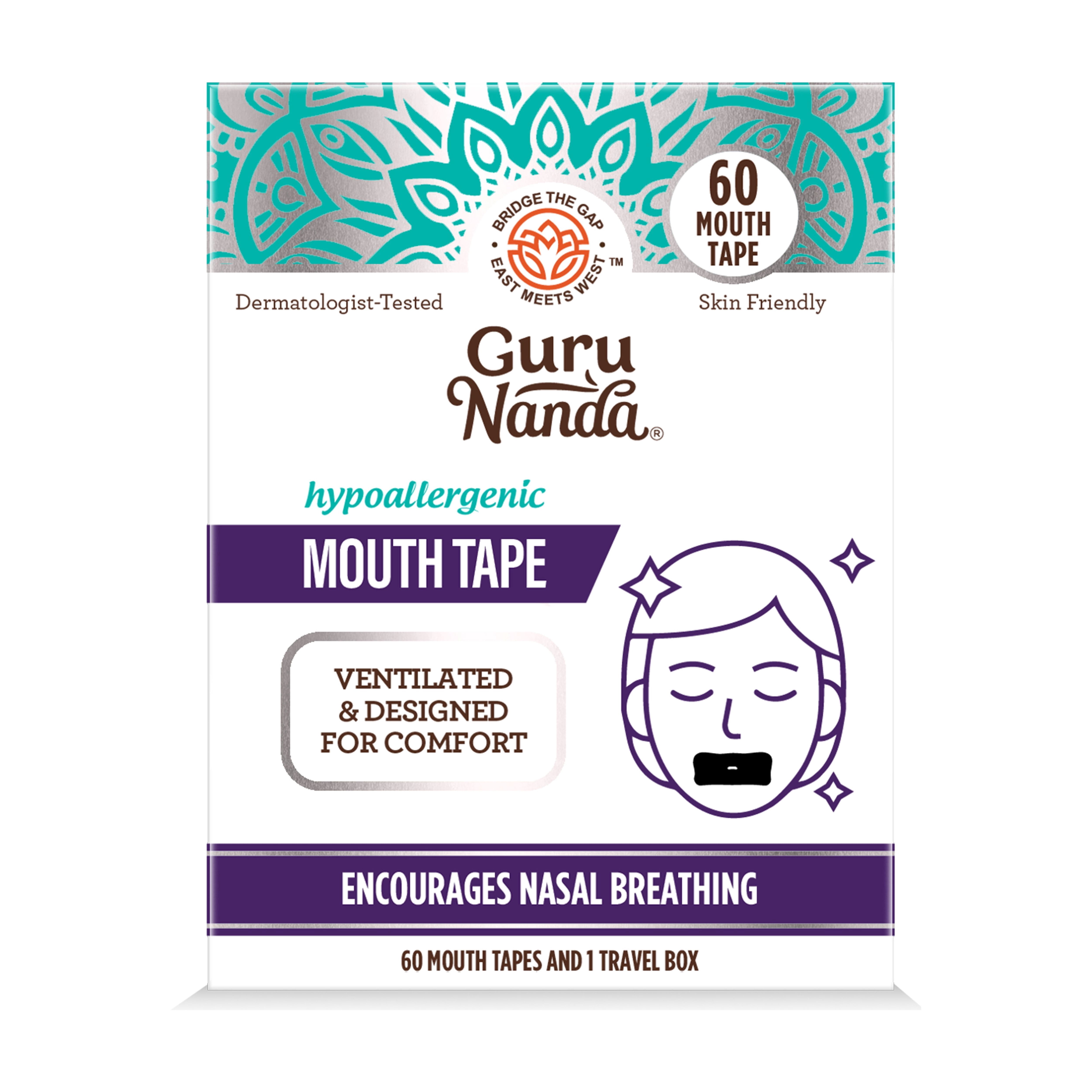 GuruNanda Mouth Tape for Sleeping, Hypoallergenic, Breathable, Helps Reduce Snoring, 60 Count