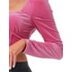 thumbnail image 5 of INSPIRAR CHIC Manga Fruncida para Crop Tops de Terciopelo con Escote Corazón para Mujeres XL Rosa Fucsia, 5 of 5