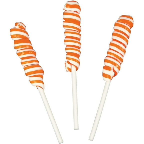 Fun Express 24 Pieces Orange Mini Twisty Lollipops, Individually Wrapped Lollipops, Great for Wedding, Birthday, Events and Christmas