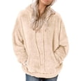 thumbnail image 5 of Black Sudadera con capucha de invierno para mujer, sudadera gruesa de felpa de Color sólido con capucha que mantiene el calor, jersey con cordón, sudadera informal con capucha de, 5 of 5