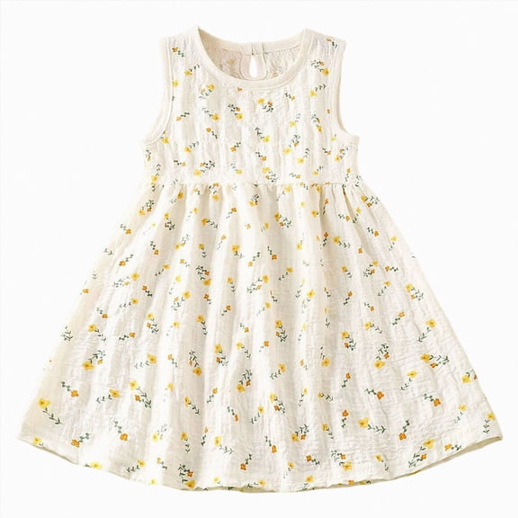 Gubotare Toddler Boho Dress Lace Toddler Baby Girls Dress Summer Ruffle Sleeve Halter Casual Kids Beach Sundress 12 18 Months (Yellow,12-18 Months)