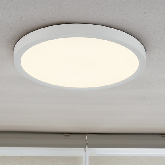Maxxima 9 in. LED Flush Mount Ceiling Light Fixture - 1500 Lumens, 5 CCT 2700K-5000K, Round Color Selectable Panel Light, Dimmable, Recessed Can or J-Box Install, Suitable for Bathroom or Shower