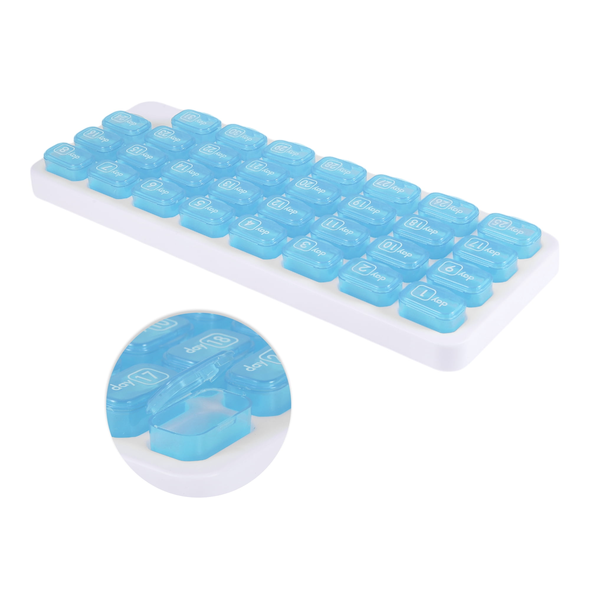 Unique Bargains Lightweight 31 Grids Keyboard Style Pill Dispenser Blue