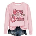 thumbnail image 2 of asdoklhq Christmas Shirts for Women Christmas Printed Crew Neck Long Sleeve Pullover Hoodie Pink 2X, 2 of 4