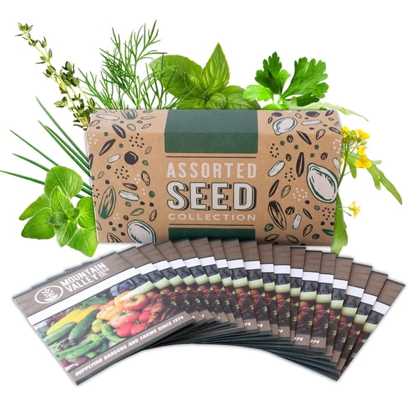 Culinary Herb Garden Seeds Collection - Premium Assortment - 18 Non-GMO Seed Packets: Savory, Peppermint, Anise, Fennel, Cilantro, Sage, Rosemary, Thyme, Arugula, More