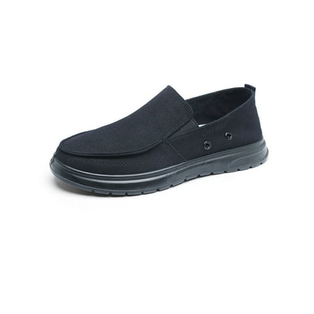 

Sanviglor Men s Loafers Canvas Moccasin Slip On Flats Driving Breathable Non-slip Casual Shoe Comfortable Memory Boat Shoes Slip On Black 9