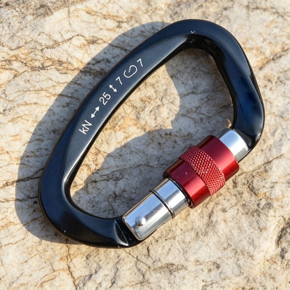 Screwgate Locking Carabiner – Heavy Duty Professional Screw Lock for Rock Climbing, Mountaineering, Hammock, Camping & Outdoor Equipment-Black