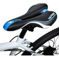 thumbnail image 2 of Sillín de bicicleta acolchado de cuero para hombres y mujeres Sillín de bicicleta de montaña profesional Cojín de bicicleta MTB, azul JM, 2 of 5