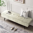 thumbnail image 6 of Entryway Bench - Beige Bench for Bedroom, Modern Ottoman End of Bed, Corduroy Padded Benches for Living Room, Foyer, Mudroom, Hallway - 39" L x 14" W x 17" H, 6 of 15
