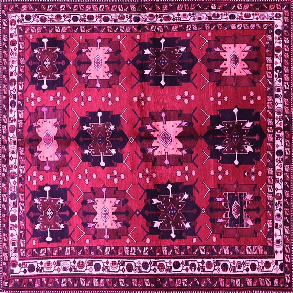 Ahgly Company Indoor Square Persian Pink Traditional Area Rugs, 7' Square
