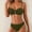 Army Green, variant on Strapless Bandeau Bikini Two Piece Swimsuit with Geometric Accent High Waist Bottom Red S