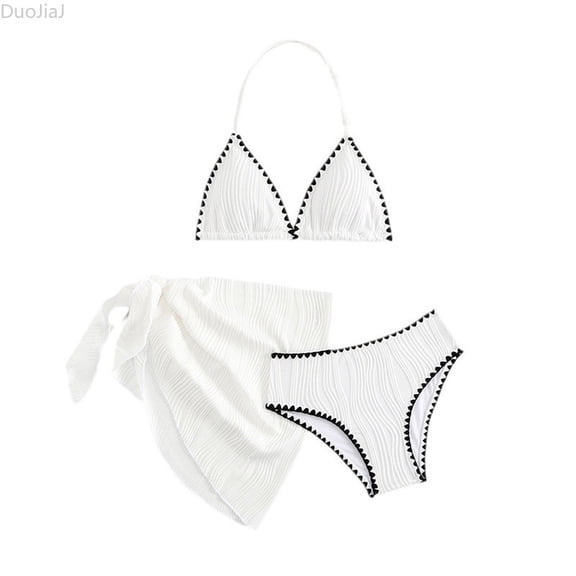 DuoJiaJ Girls' Bikini Hot Spring Vacation Beach Swimsuit Kids 3 Piece Swimsuit,10Y