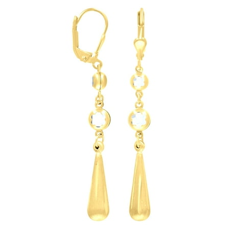 10k Yellow Gold Womens Cubic-zirconia Drop Dangle Leverback Earrings Jewelry Gift for Women