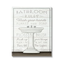 Stupell Industries Rustic Bathroom Rules Sink Typography Painting Gallery Wrapped Canvas Art Print Wall Art, 30 x 40