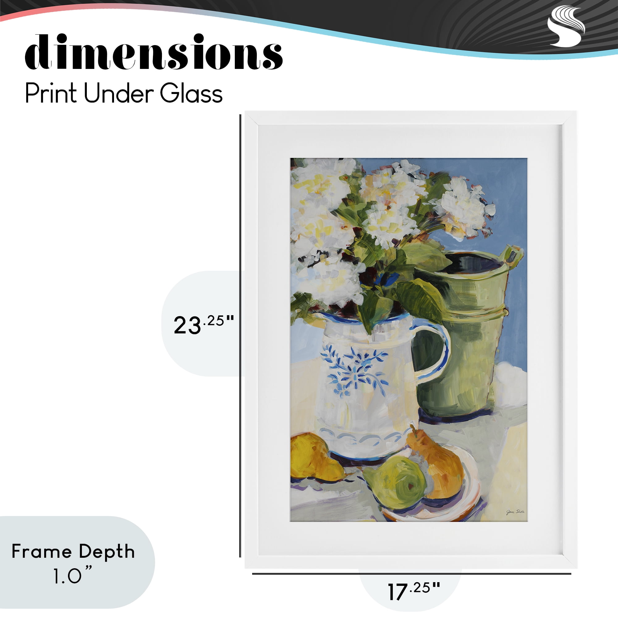 Stupell Industries Pitcher of Flowers Still Life White Framed Print Under Glass, design by Jane Slivka