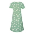 thumbnail image 5 of asdoklhq Summer Dresses for Women Plus Size Women Plus Size Casual Daisy Printed V-neck Short Sleeve Loose Knee-Length Dress, 5 of 7