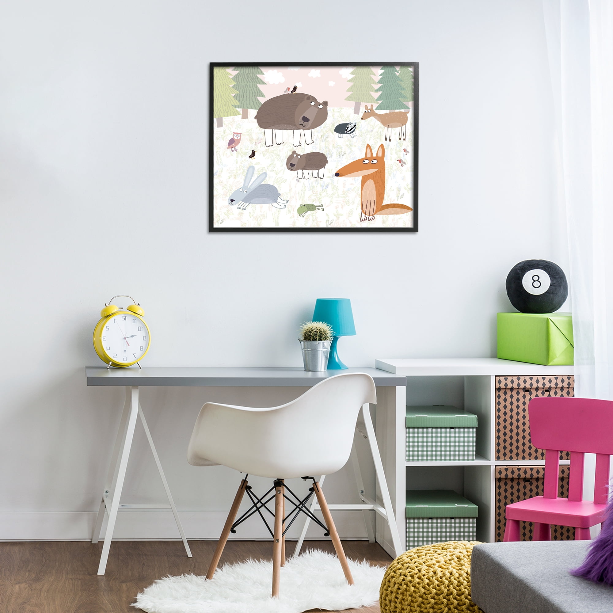 Stupell Industries Forest Animals Out and About Black Framed Giclee Art, design by Carla Daly