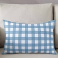 thumbnail image 3 of Blue White Plaid Throw Pillow Covers, Gradient Geometric Buffalo Checkered Soft Breathable Pillow Cases with Invisible Zipper for Sleeping, Small Pillowcases for Couch Bed Sofa Chair 16x24 Inches, 3 of 6