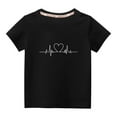 thumbnail image 2 of Wavsuf Kids T-Shirts Girls and Boys Solid Printed Casual Summer Black Shirts Size 7-8 Years, 2 of 4