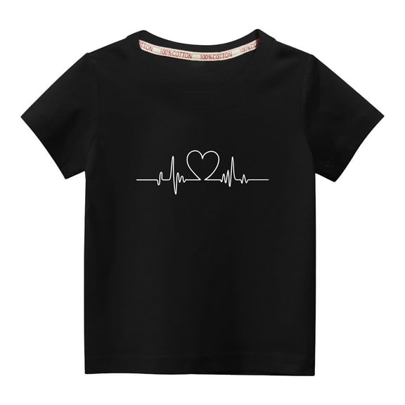 Dezsed Toddler Valentine's Day Shirts Boys Girls Cute Love Heart Graphic T-Shirt Casual Short Sleeve Tee Tops 4-5 Years Black