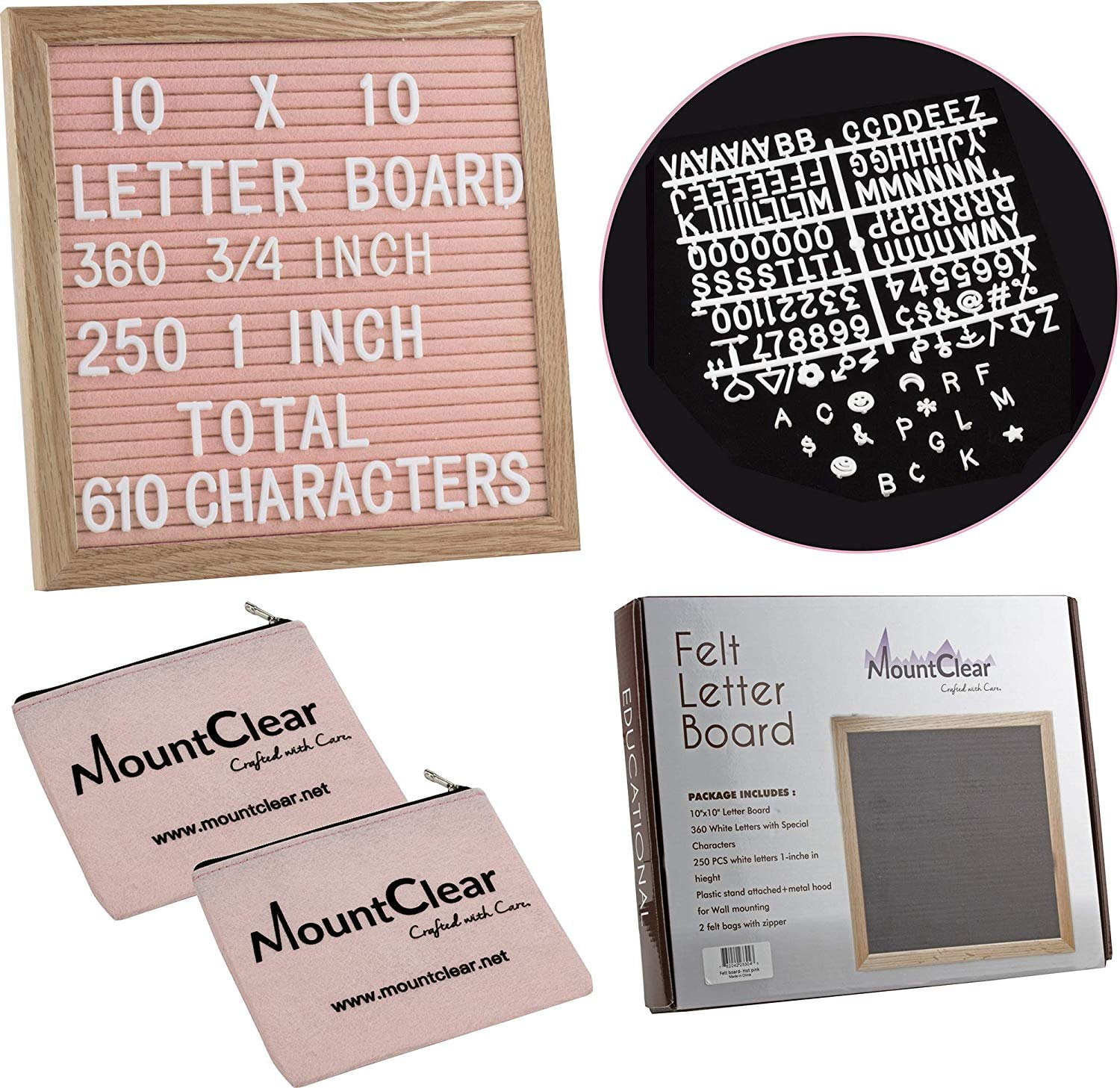 STOBOK Changeable Felt Letter Board Set with Stand Scissor and 580 Letters with Storage Bag-10x10 Inches 