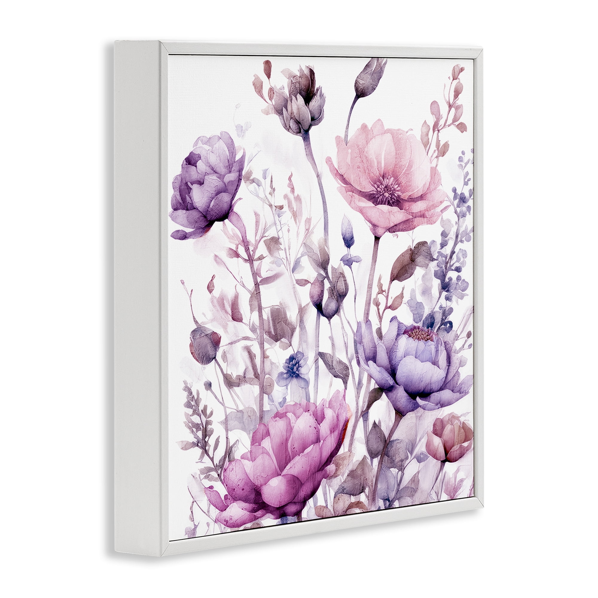 Stupell Industries Purple & Pink Florals White Framed Giclee Art, design by Kim Lewis