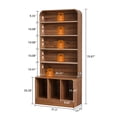 thumbnail image 3 of WIRRYTOR 70" Tall Record Player Stand with Hutch, Mid Century Vinyl Record Storage Cabinet with 4 Adjustable Shelves 500+ Albums, Walnut, 3 of 10