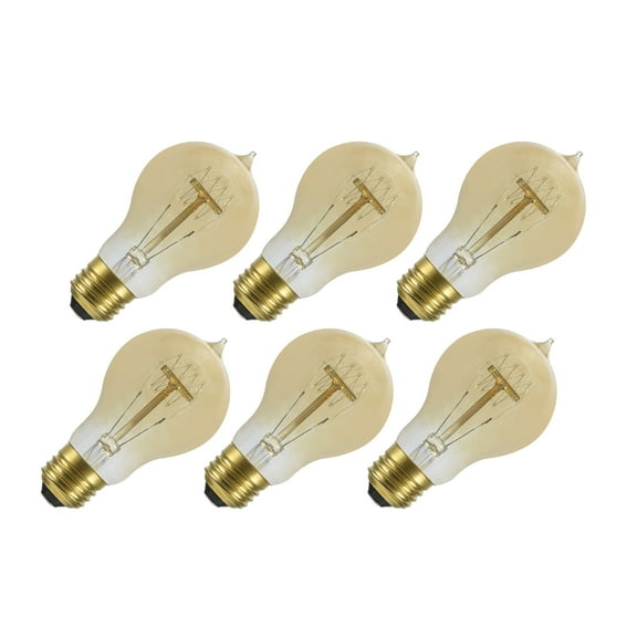Aspen Creative 10005-06 A19 Vintage Edison Filament Light Bulb, 60 Watt Medium (E26) Base, Amber, 6 Pack