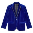 thumbnail image 3 of Fldy Jacket for Boys Kids Gentleman Blazer Wedding Birthday Party Velvet Suit Lapel One Button Royal Blue 10, 3 of 7