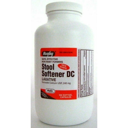2 Pack Rugby Stool Softener DC softgels Laxative Docusate Calcium USP, 500 ct 240 mg