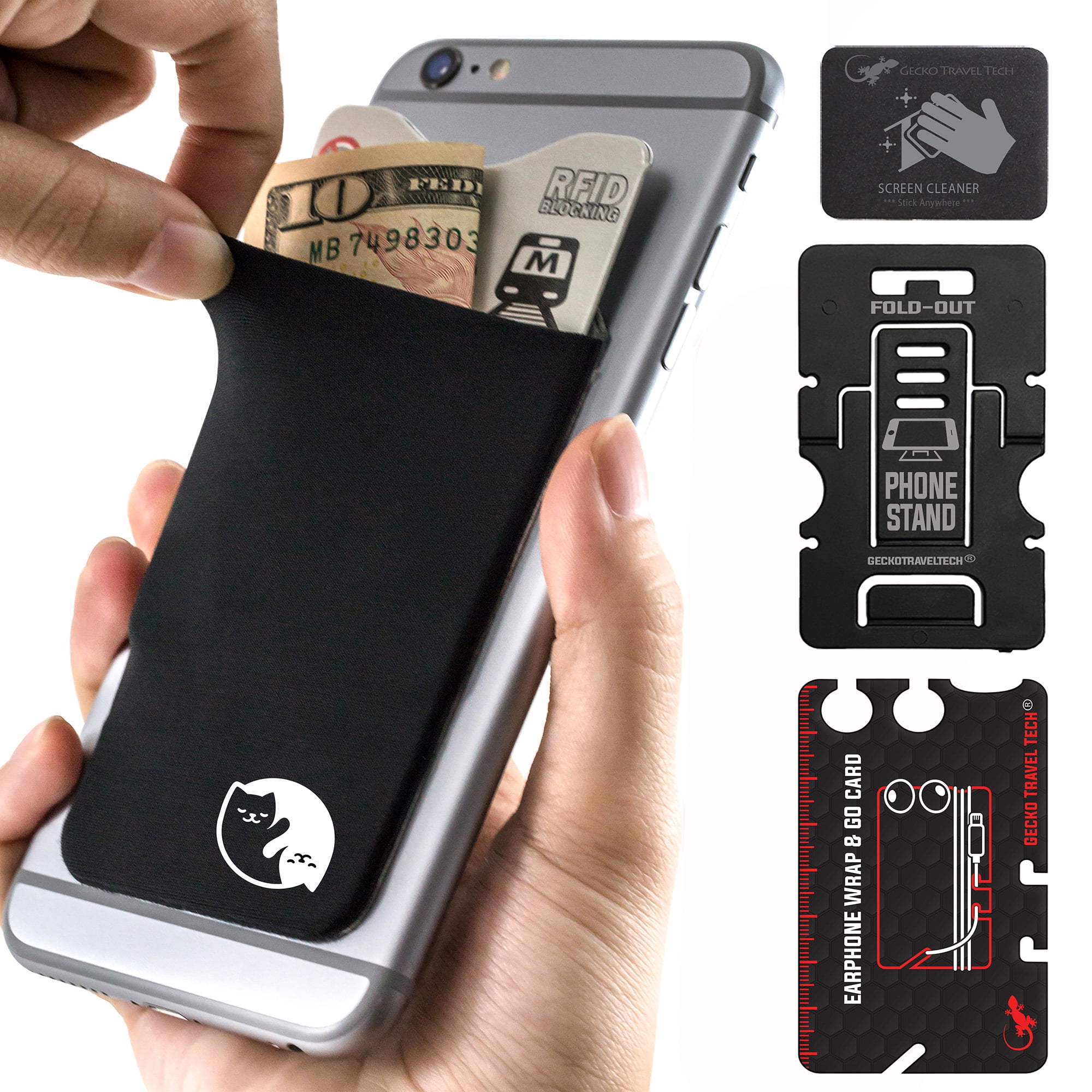 Gecko Adhesive Phone Wallet & RFID Blocking Sleeve, a StickOn Stretchy