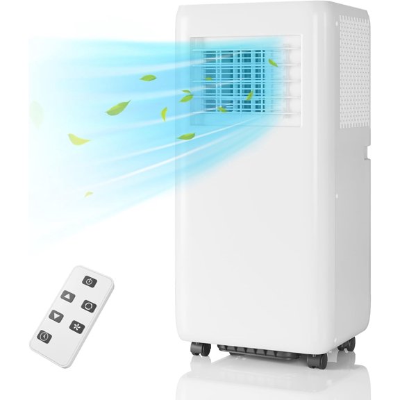 10000 BTU Portable Air Conditioner, 3-In-1 Mini Standing AC Unit, Cooling, Dehumidification, Fan, Remote Control, Digital Display, Fast Cooling, Cools Up to 400 Sq.Ft, White