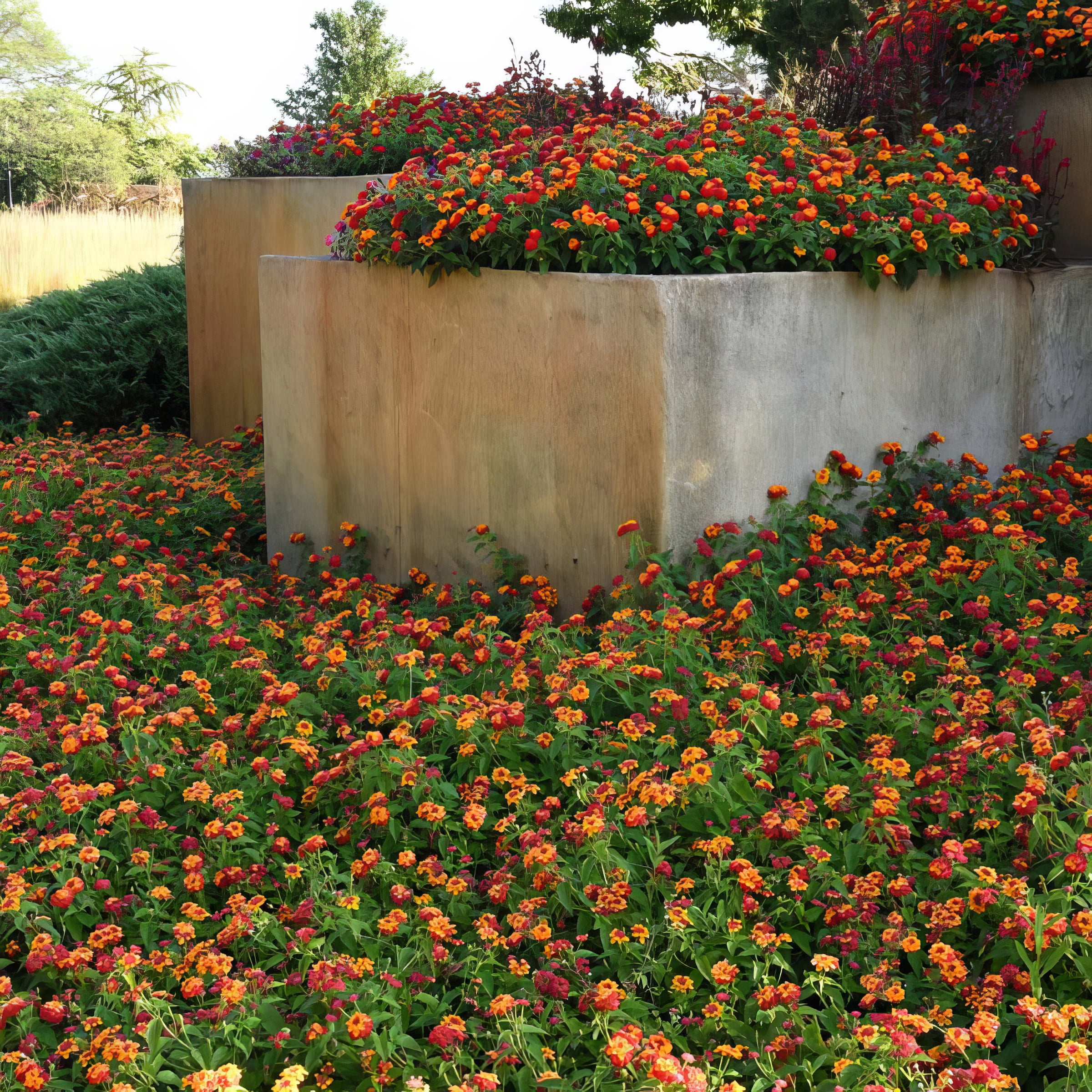 Live Annual 4" Lucky Red Lantana (3-Pack)  with Full Sunlight