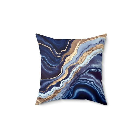 Geode Layers Square Pillow, Blue White Gold Abstract Natural Beauty Home Decor, Throw Pillow, Accent Pillow, Living Room Decor, Bedroom