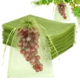 thumbnail image 1 of 100 Uds bolsas de protección de frutas 8x12 pulgadas, bolsas de cubierta de red verde protectores de frutas de malla con cordón barrera de plagas para uvas Mango, 1 of 5