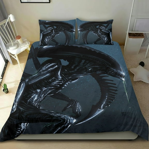 Alien-themed Bed Sheet Set Three Piece Set Comfortable And Skin Friendly Unique Design Home Decor Gifts For Family Friends fans54x79Inches（135cm*200cm）